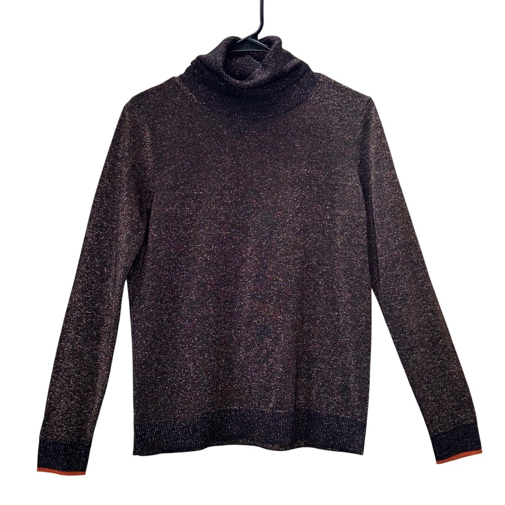 BY Anthropologie Sparkle Knit Turtleneck  Size‎ S Metallic Gold Wool blend Chic